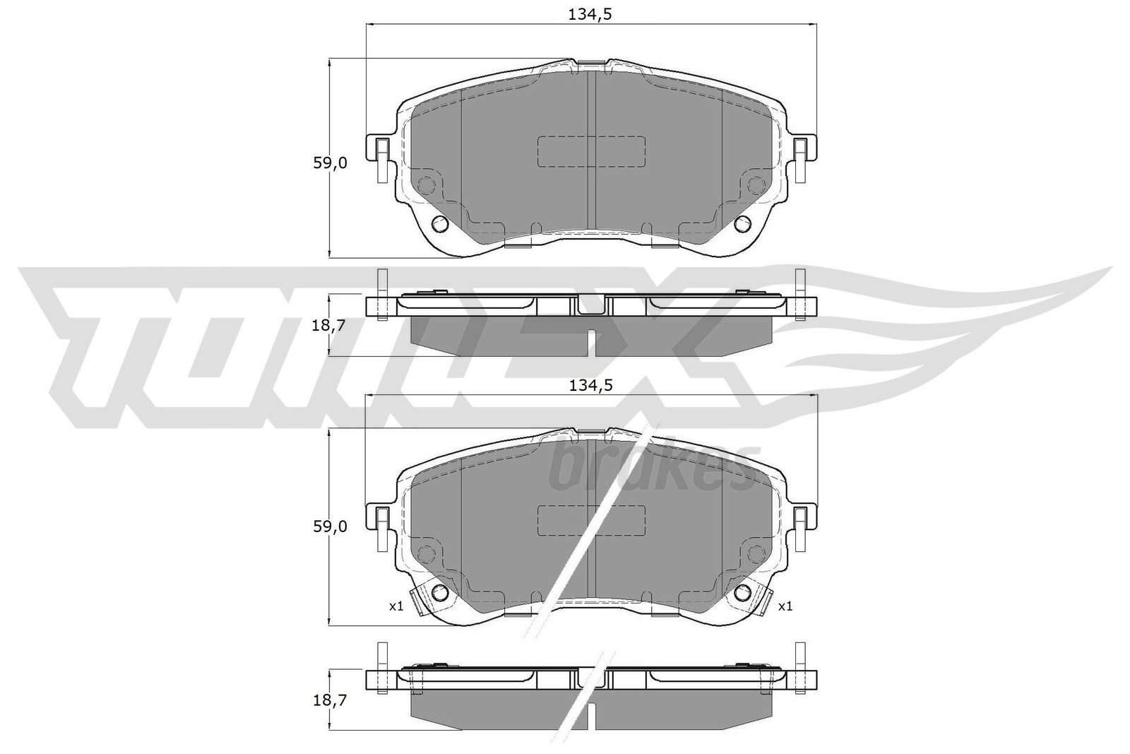 Sada brzdových destiček, kotoučová brzda TOMEX Brakes